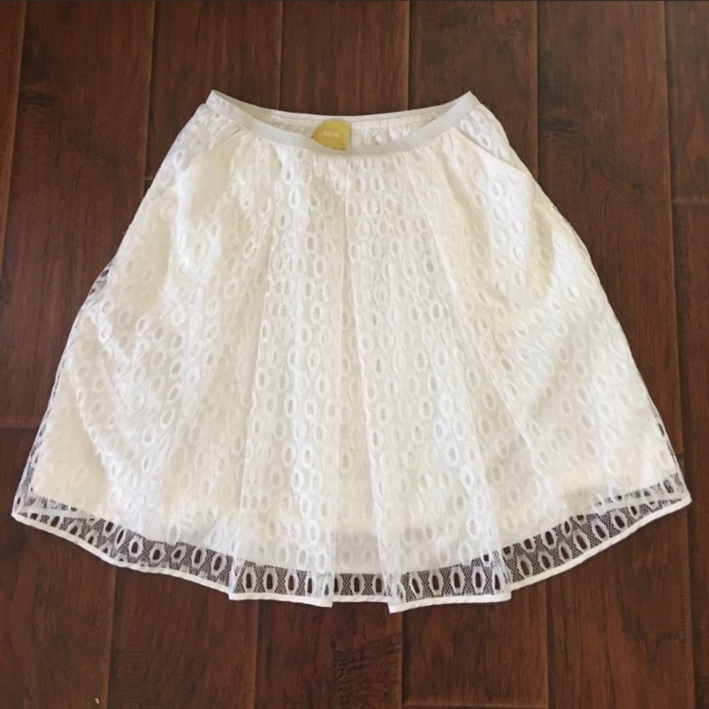 Anthropologie Maeve Eyelet Lace Skirt with pockets